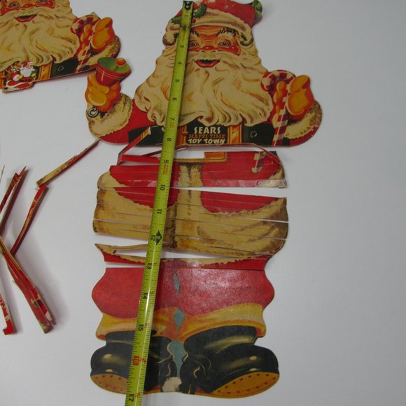 lot 3 Vintage Christmas Sears Happi Time Toy Town Santa Cardboard Display - Picture 4 of 8